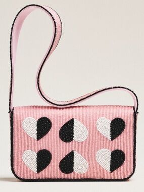 The Fiona Beaded Bag - Pink Heart Icon by Anthologie